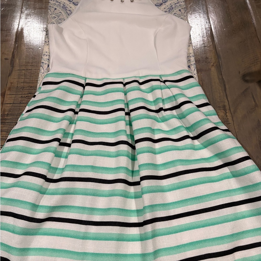 White and Mint Striped Dress